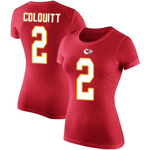 Women Kansas City Chiefs 2 Colquitt Dustin Red Rush Pride Name and Number TShirt